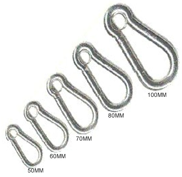 Lumb Bros Stainless Steel Carbine Hooks with Eye  50MM